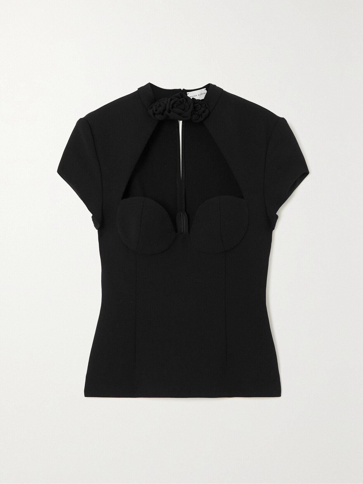 Magda Butrym - Appliquéd Cutout Wool-blend Top - Black