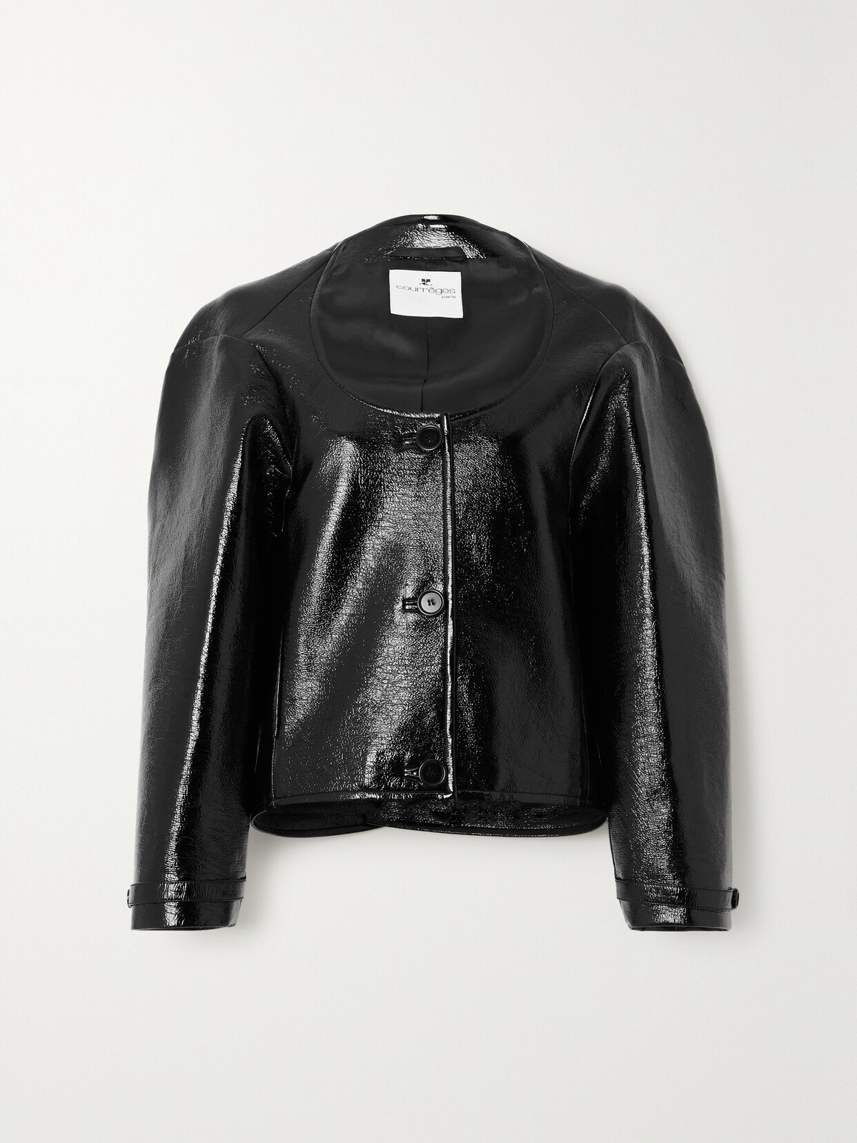 COURREGES - Cocoon Convertible Coated Cotton-blend Jacket - Black