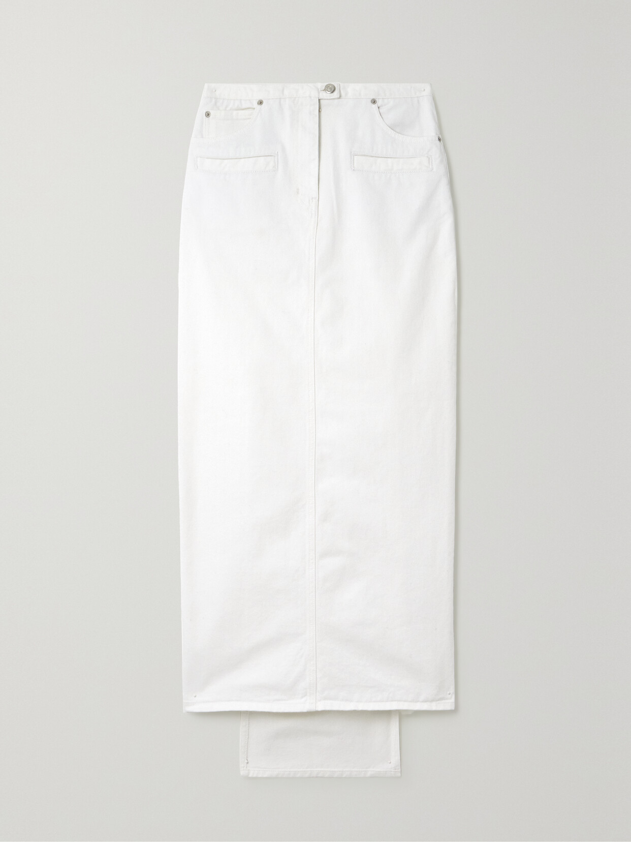 Courrèges Asymmetric Paneled Denim Midi Skirt In White