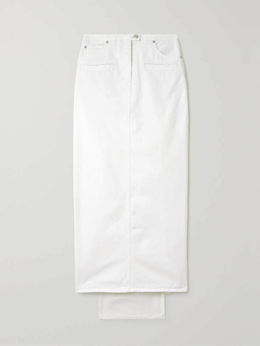 Courrèges Asymmetric Paneled Denim Midi Skirt