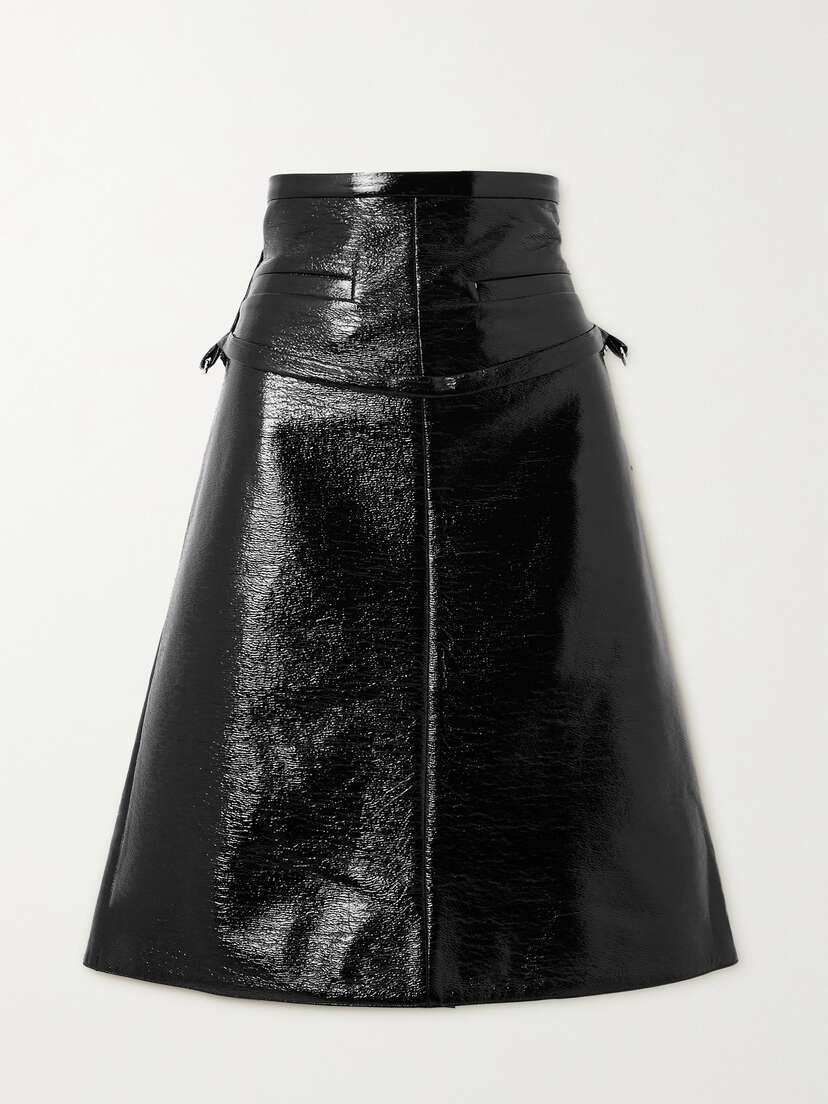 Courrèges Belted Coated Cotton-blend Midi Skirt