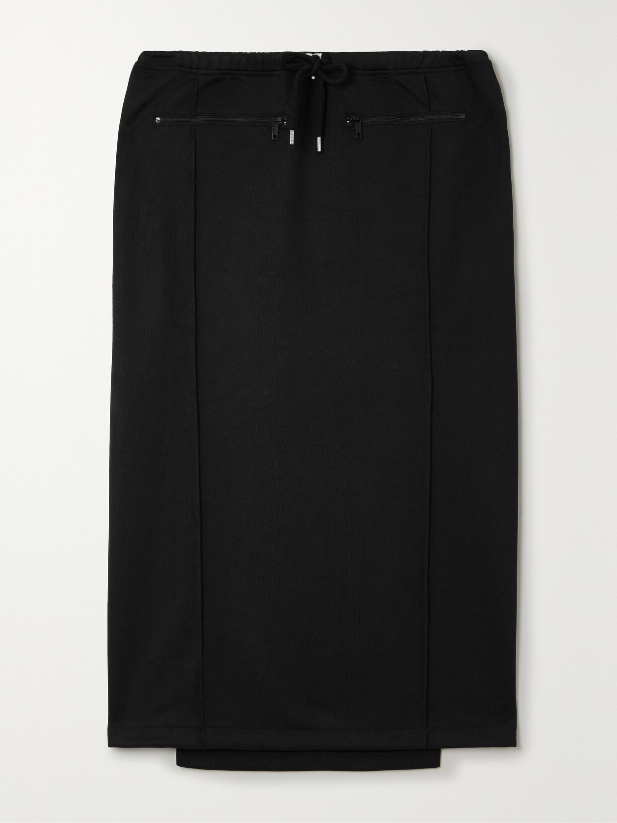 COURREGES - Tracksuit Interlock Paneled Jersey Midi Skirt - Black