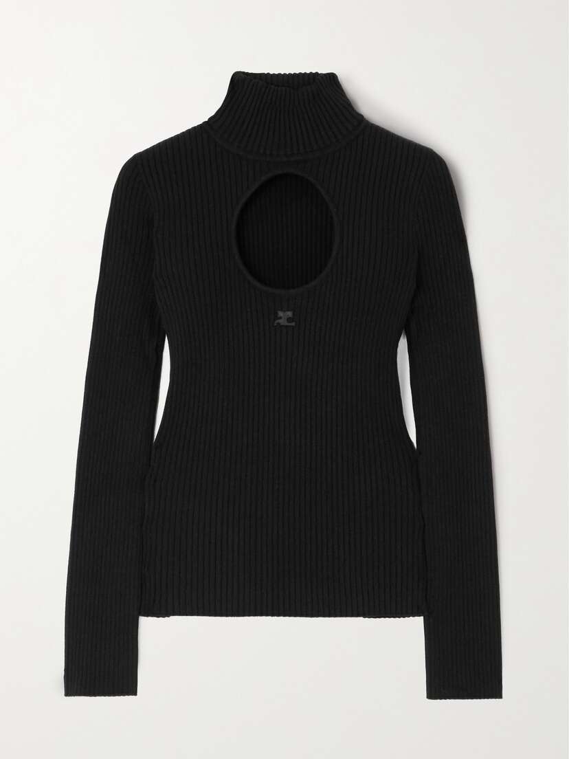Courrèges Cutout Ribbed-knit Turtleneck Sweater - x large
