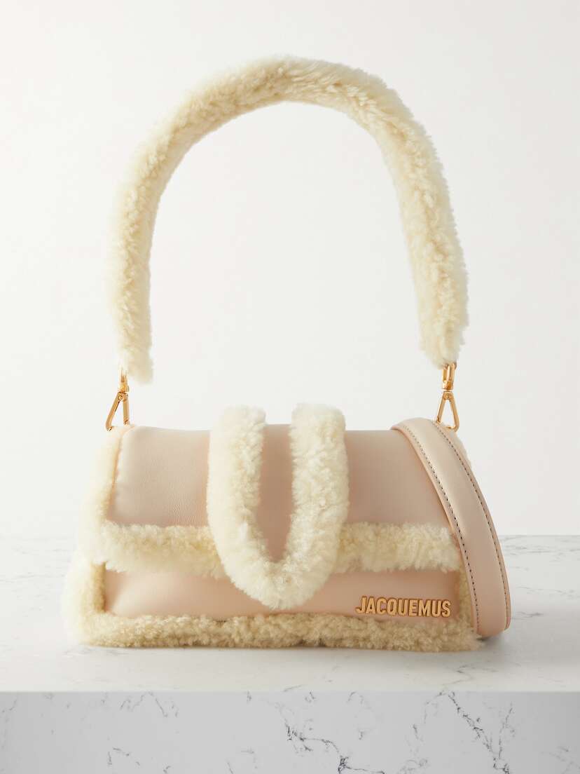 Jacquemus Le Petit Bambidou Doux Shearling-trimmed Leather Shoulder Bag