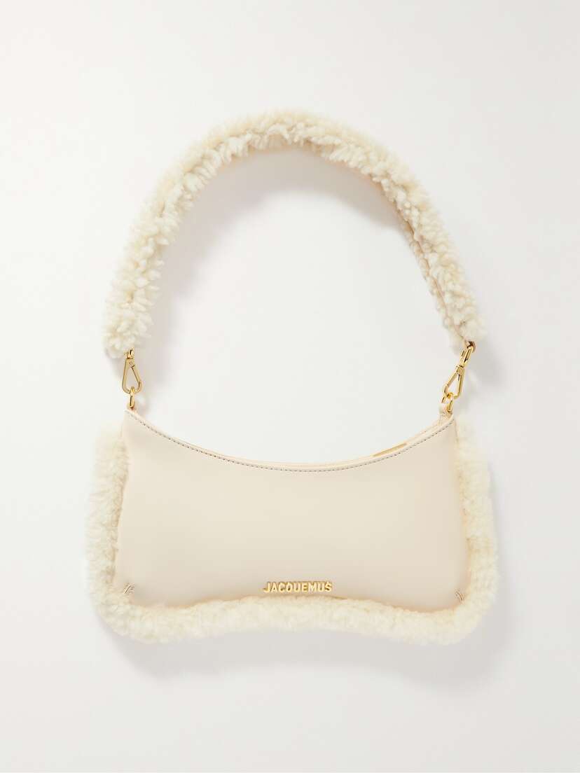 Jacquemus Le Bisou Doux Shearling-trimmed Leather Shoulder Bag
