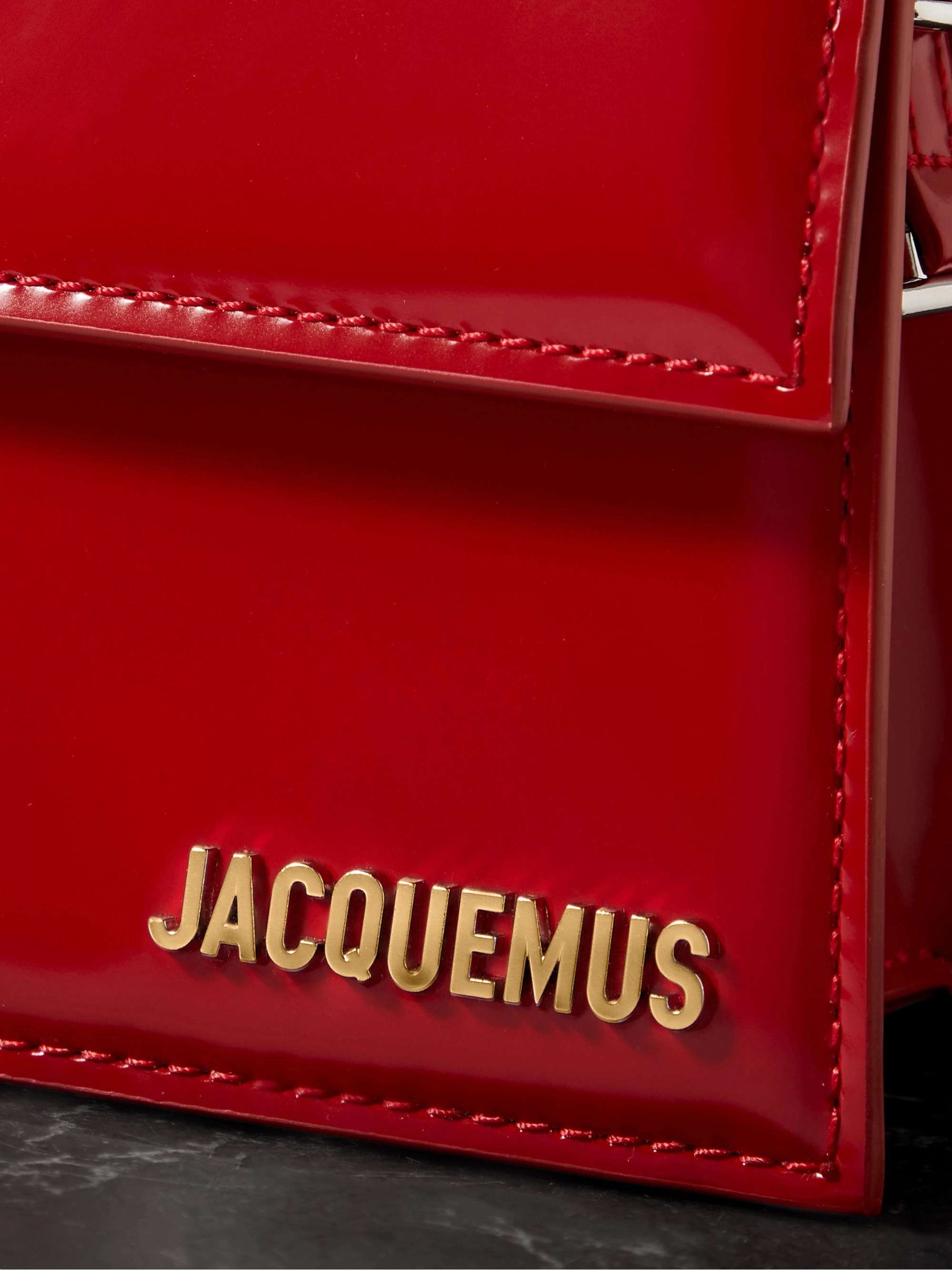 JACQUEMUS Le Bambino Long patentleather shoulder bag NETAPORTER