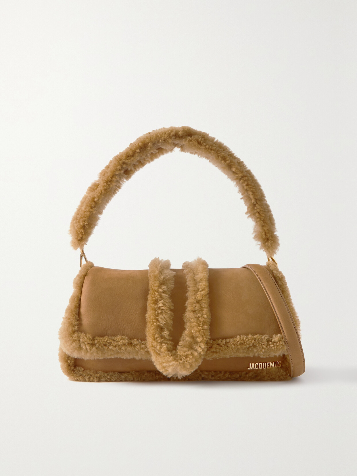 Jacquemus - Le Bambidou Doux Shearling-trimmed Leather Shoulder Bag - Brown