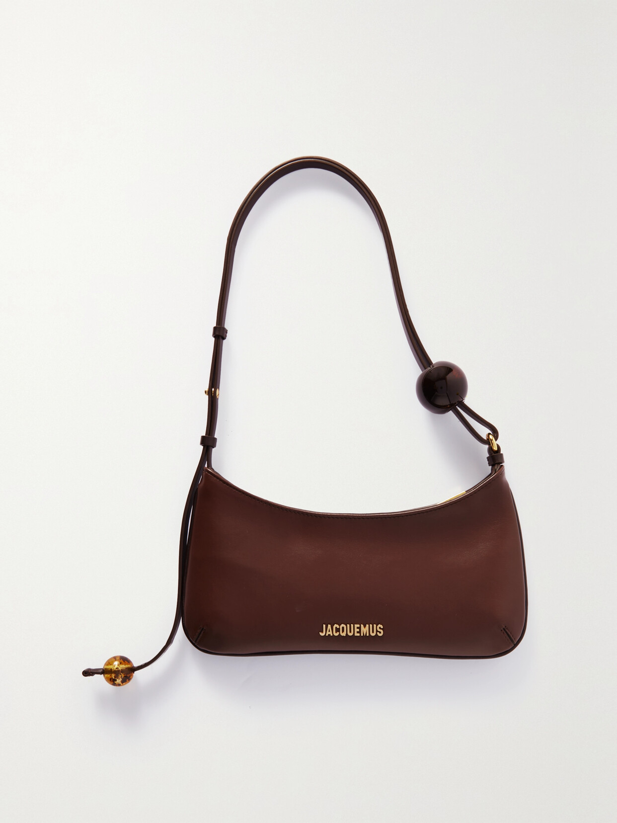 Jacquemus Womens Le Bisou Perle Leather Shoulder Bag Medium Brown In Brown