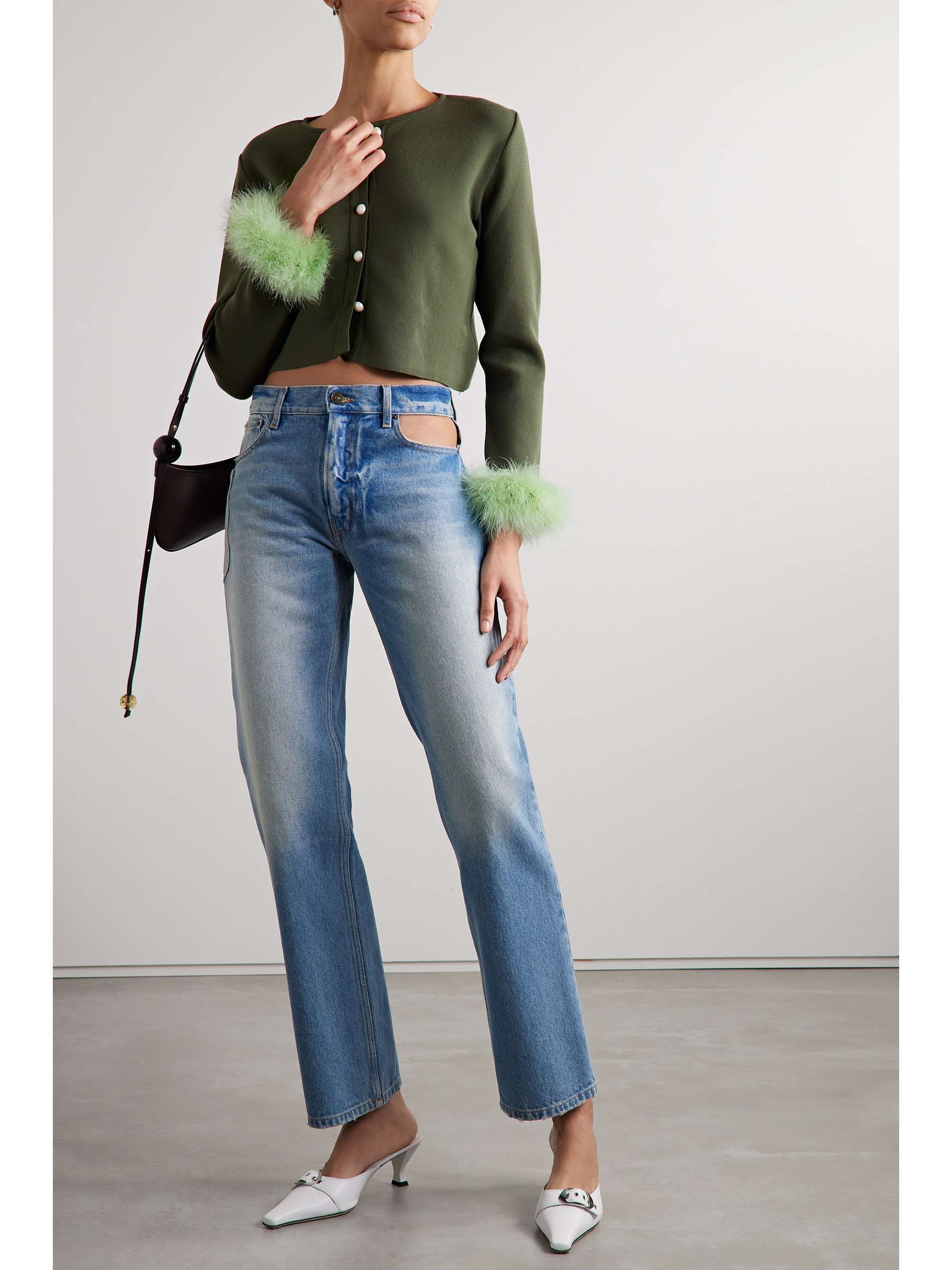 Women's Tall Feather Trim Flare Jeans