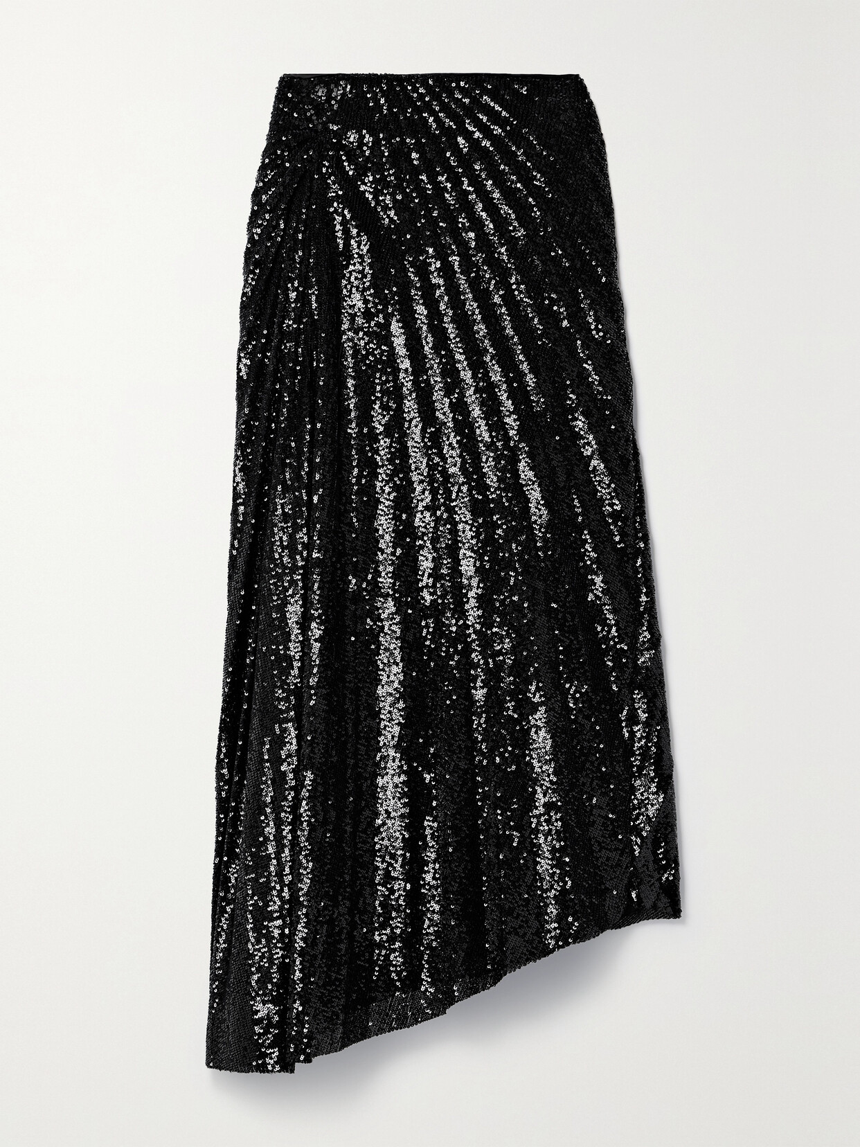 A.L.C. - Tori Asymmetric Pleated Sequined Tulle Midi Skirt - Black