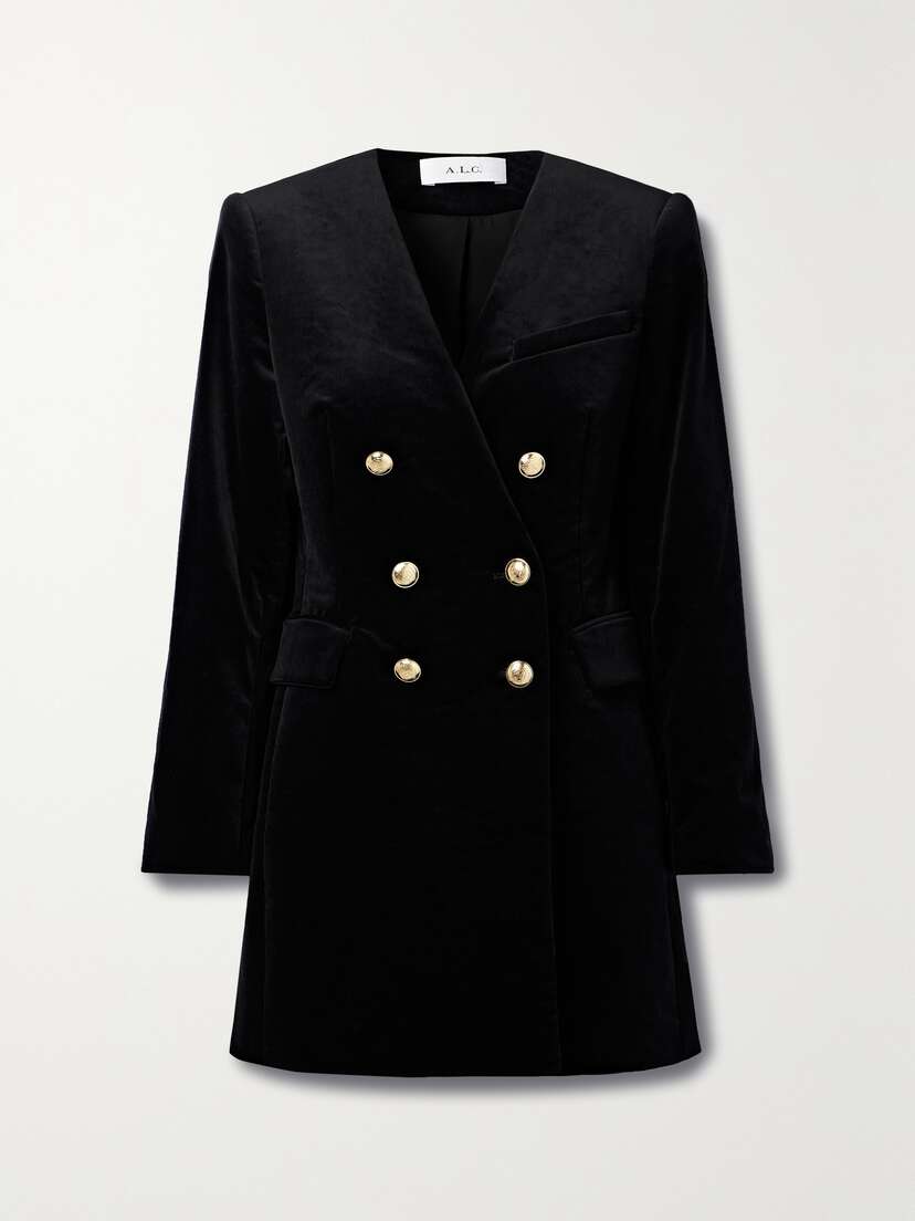 A.L.C. Chelsea Double-breasted Cotton-blend Velvet Mini Dress