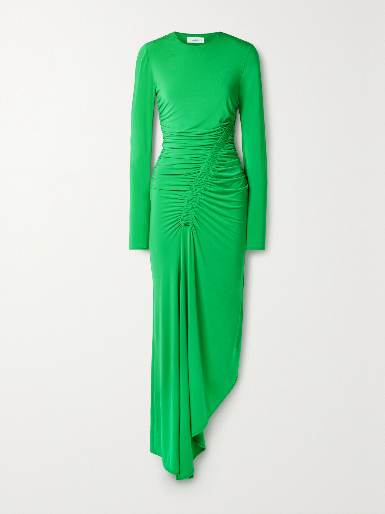 A.L.C. - Adeline Ruched Asymmetric Stretch-jersey Midi Dress - Green