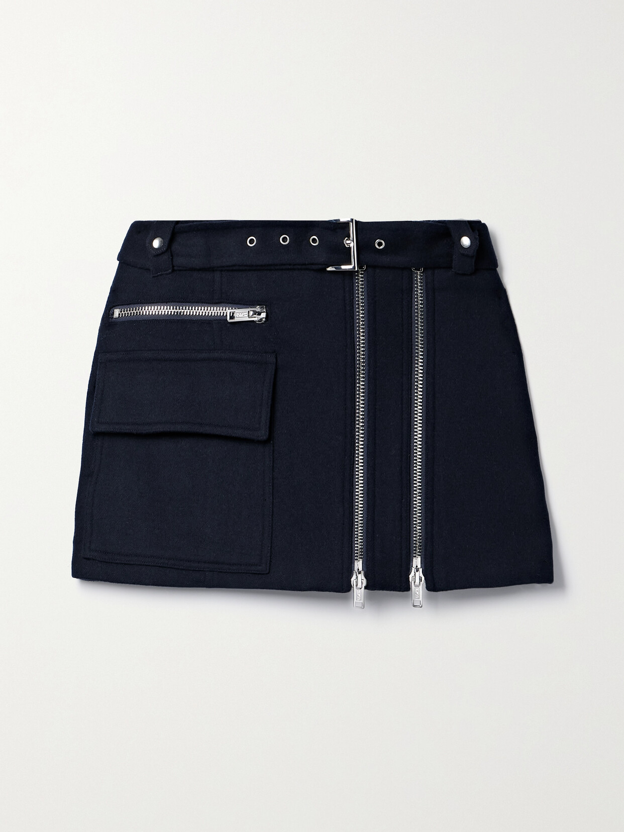 A.L.C. - Christian Belted Wool-blend Felt Mini Skirt - Blue