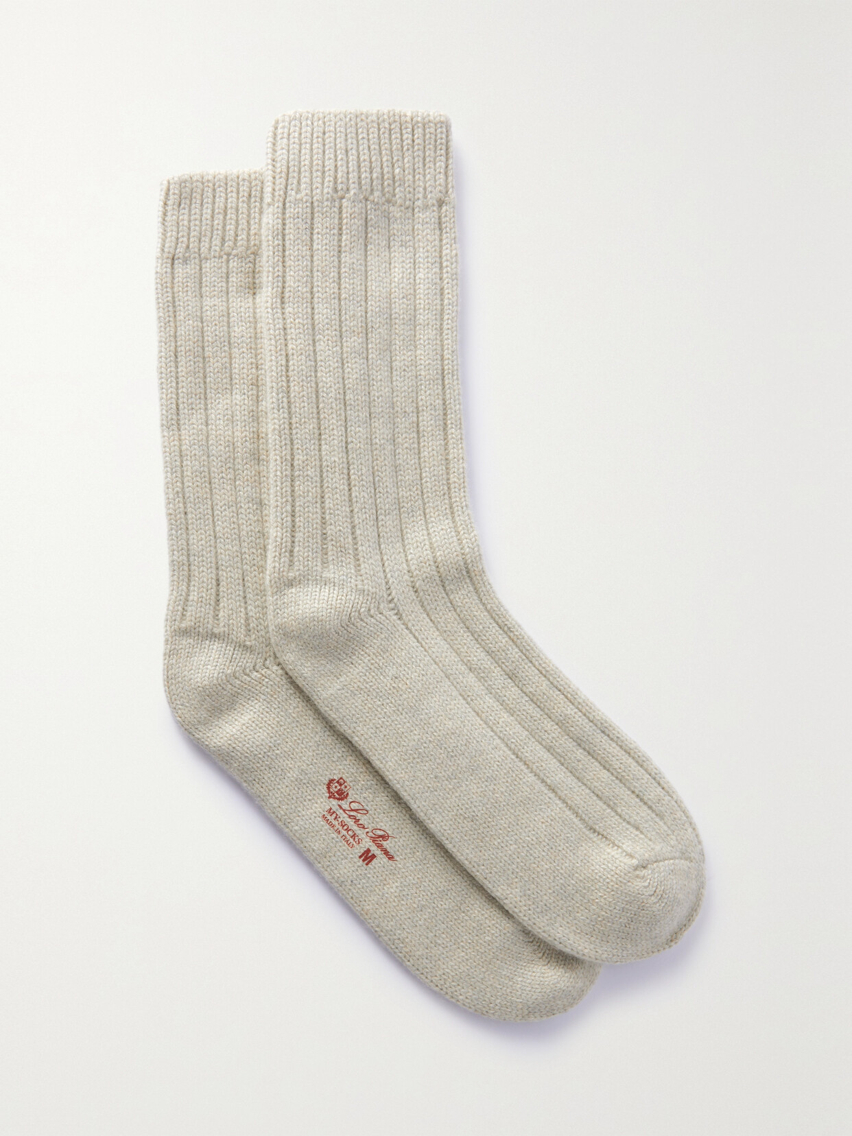 Loro Piana Bobby Ribbed-knit Cashmere Socks In Off-white