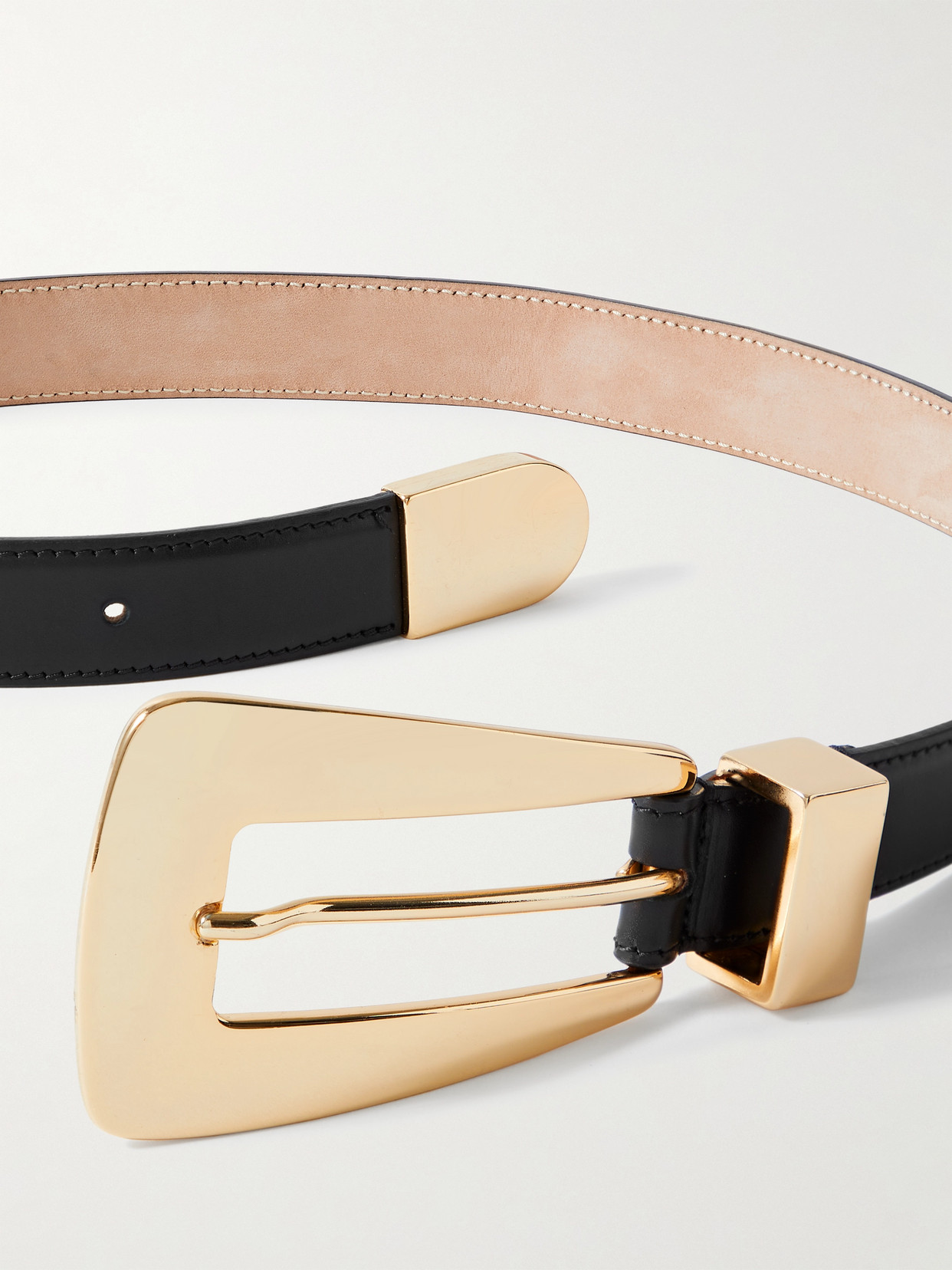 Khaite Lucca Leather Belt In Black