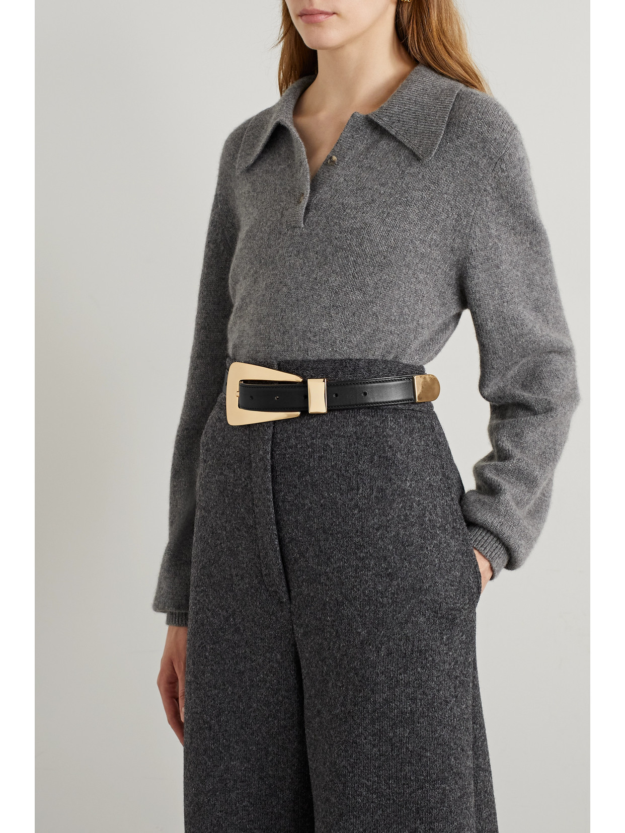 Khaite Lucca Leather Belt In Black