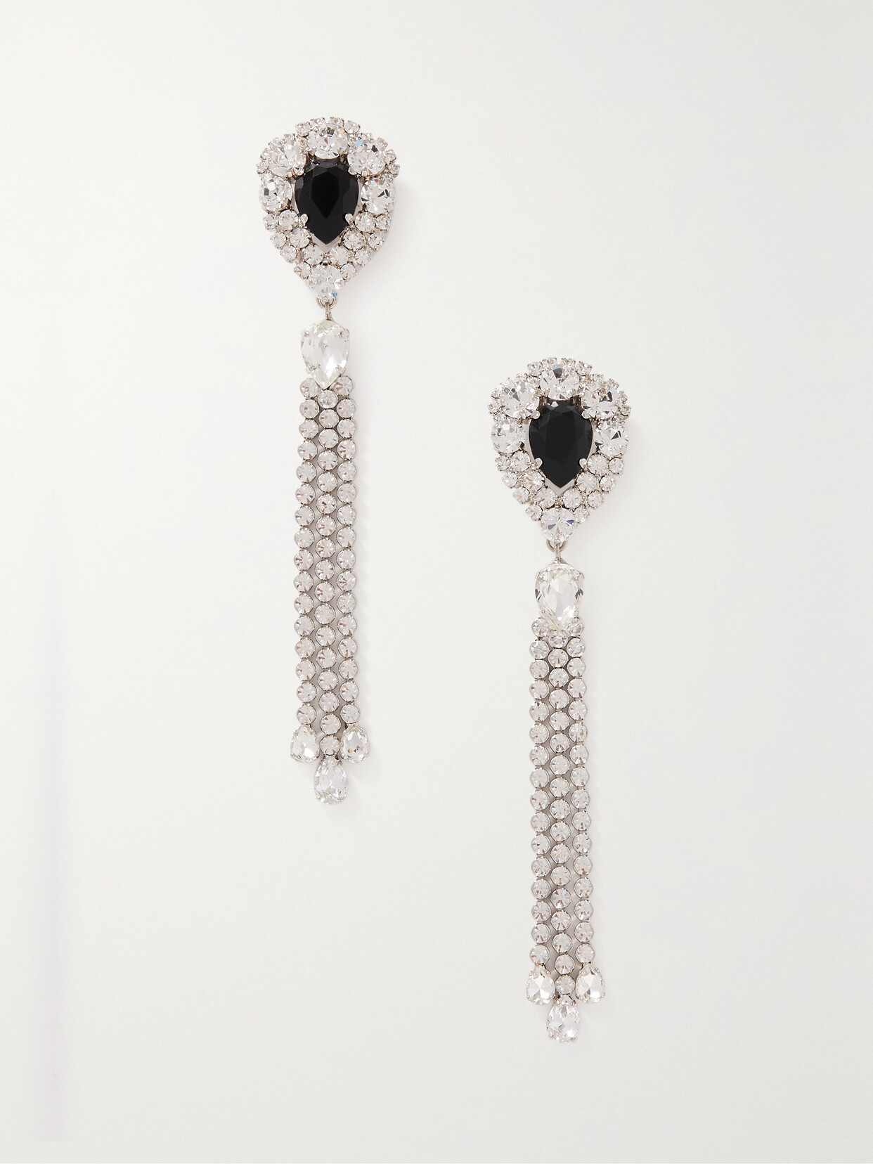 Alessandra Rich - Silver-tone Crystal Clip Earrings - Black