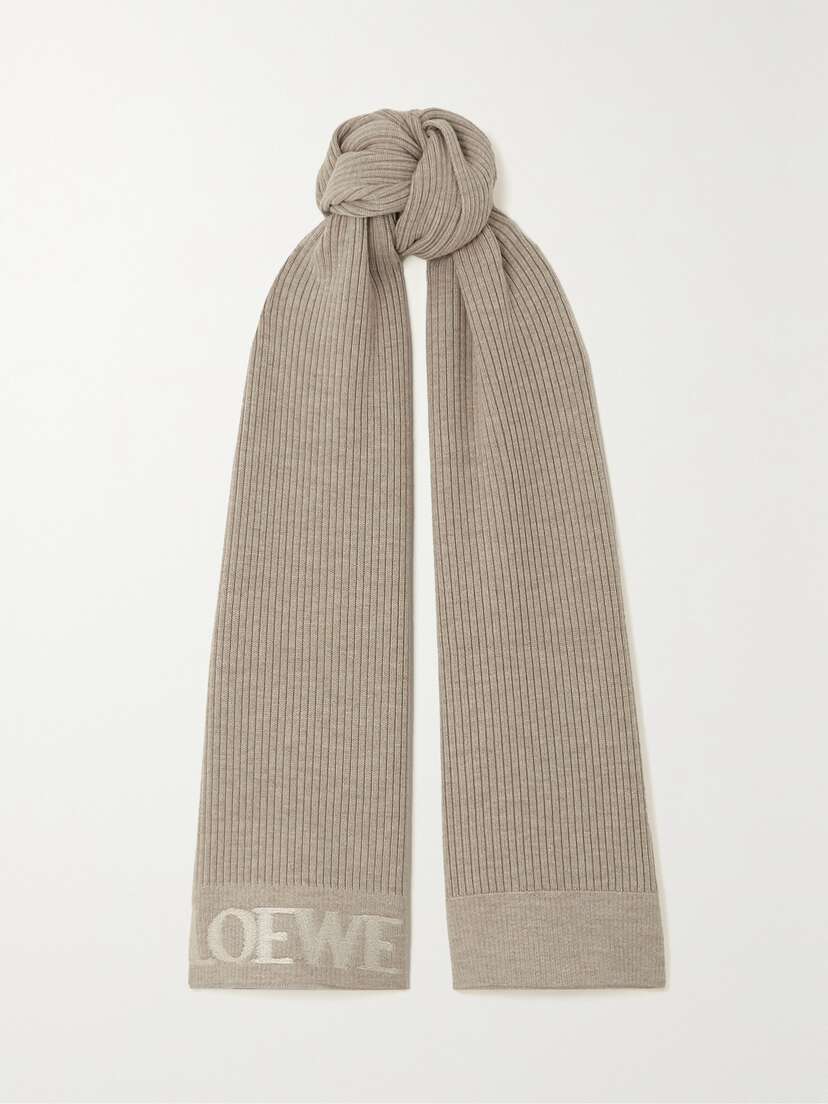 Loewe Ribbed Cashmere-jacquard Scarf