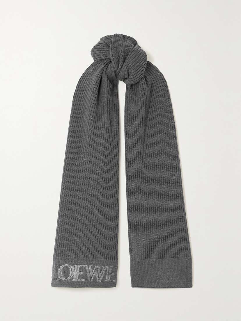 Loewe Ribbed Cashmere-jacquard Scarf