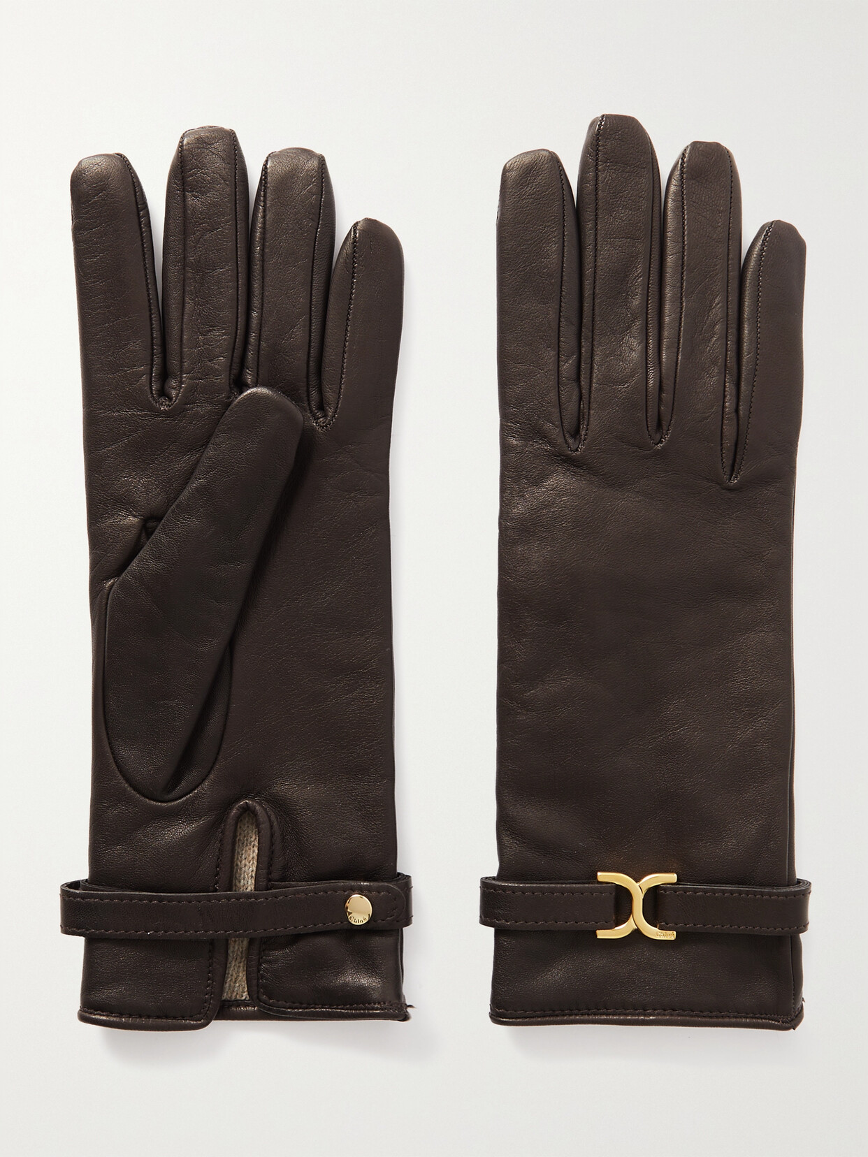 Chloé - Marcie Leather Gloves - Brown