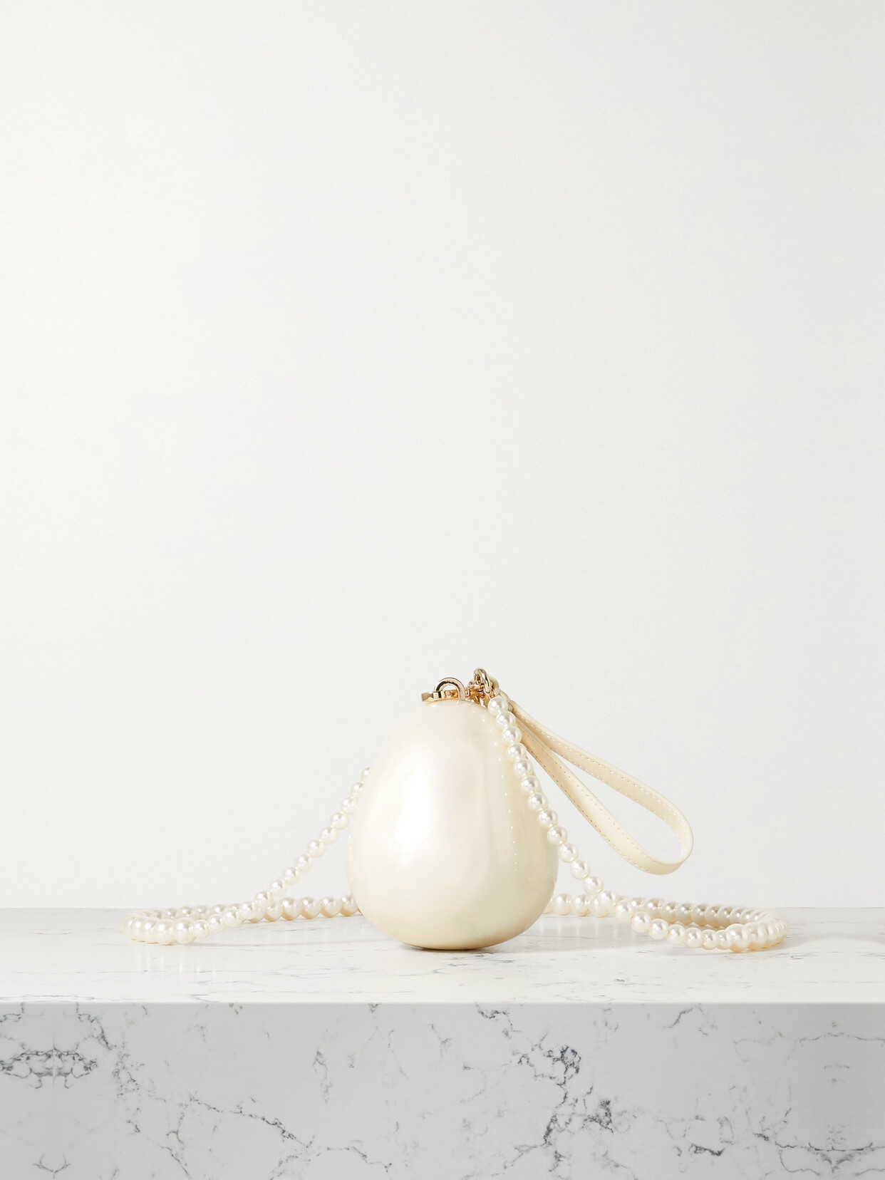 Simone Rocha Micro Egg Faux Pearl-embellished Acrylic Clutch In Ivory