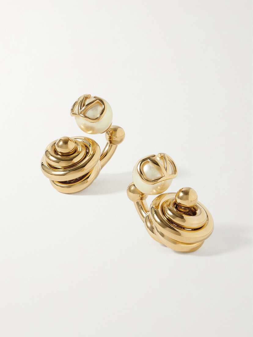 Valentino Garavani Vlogo Gold-tone Faux Pearl Earrings