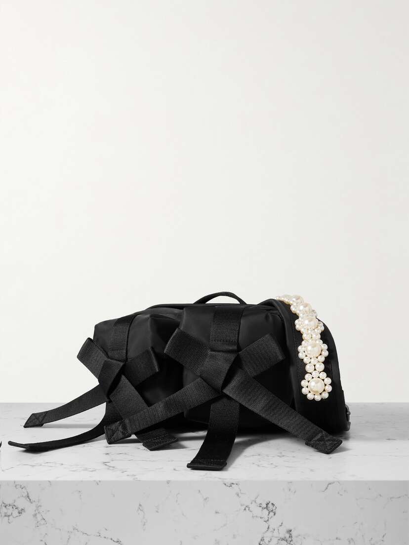 Simone Rocha Bow And Faux Pearl-embellished Shell Belt Bag