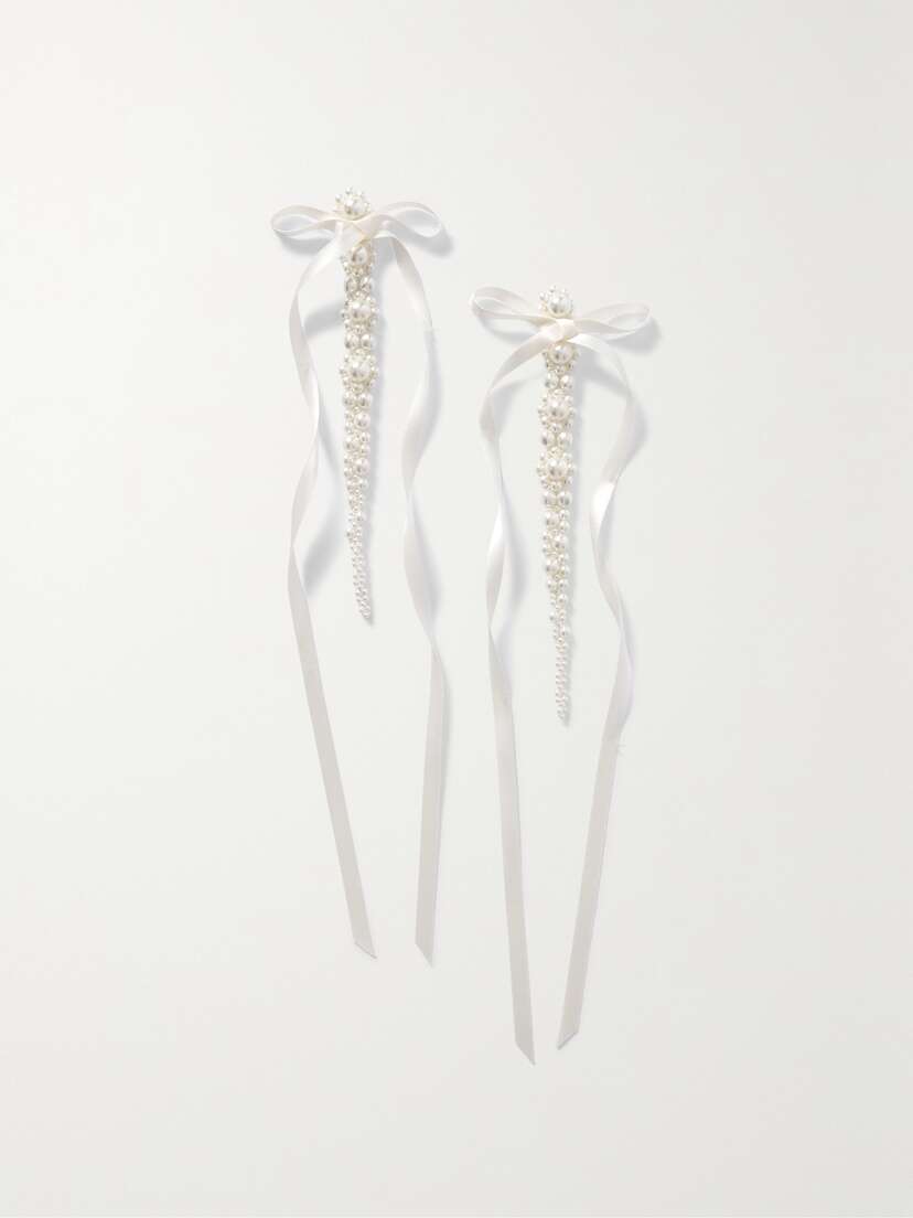 Simone Rocha Bow-detailed Gold-tone Faux Pearl Earrings