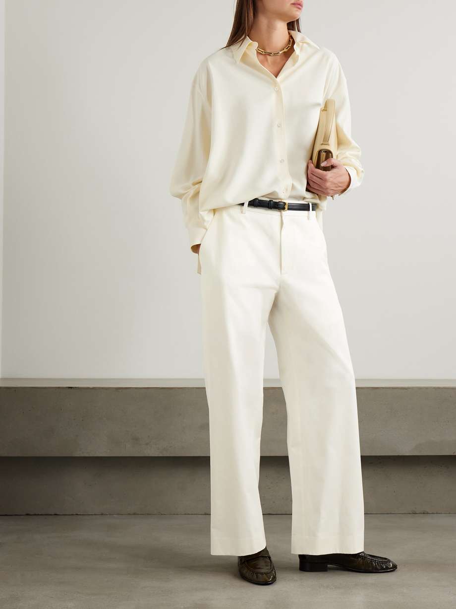 Pantalon Jean The Row Perseo - Taille Haute Jambe Droite - Taille 4 Blanc - Occasion Très Bon état