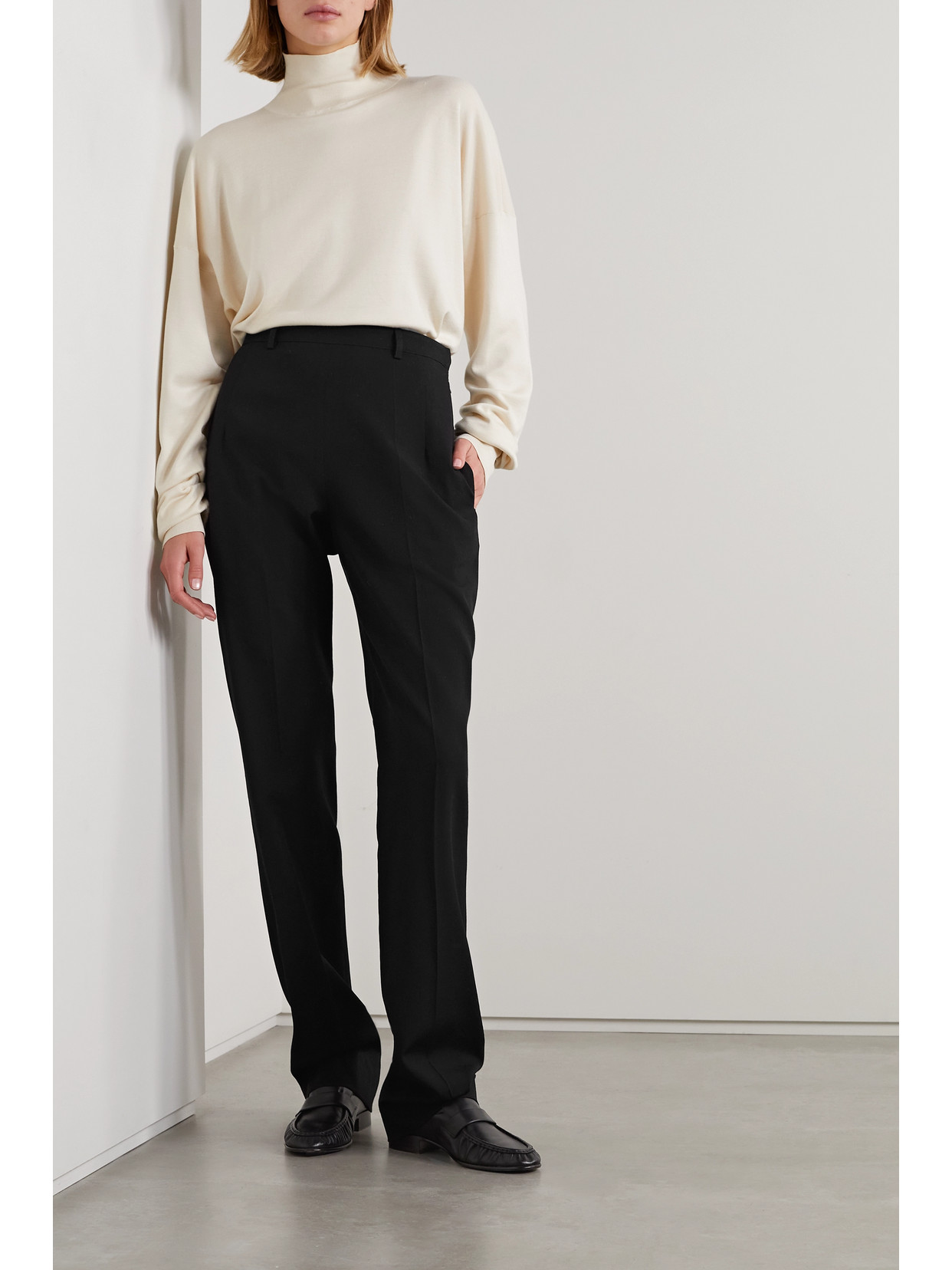 The Row Telemaco Wool-twill Tapered Pants In Black