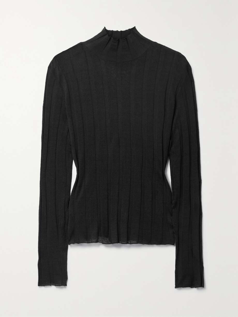 net-a-porter.com | Daxy ribbed linen and silk-blend turtleneck top