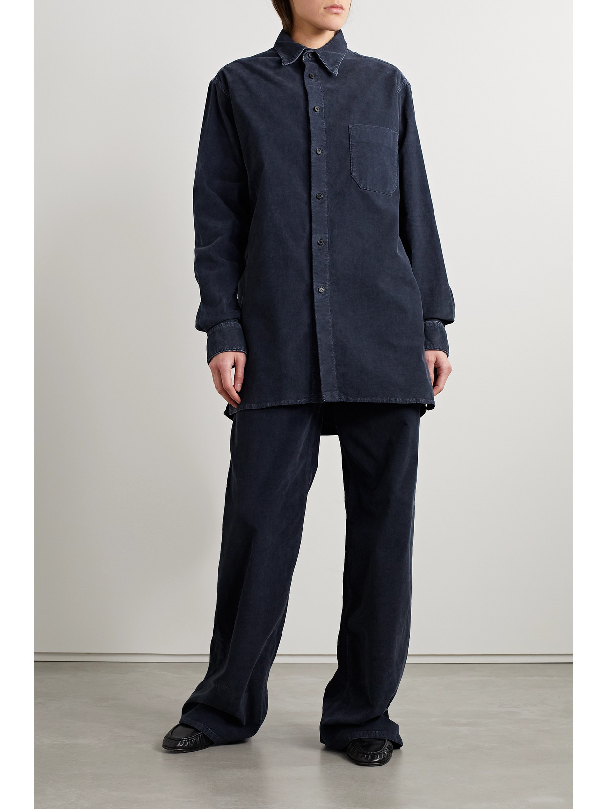 Shop The Row Idro Oversized Cotton-blend Corduroy Shirt In Blue