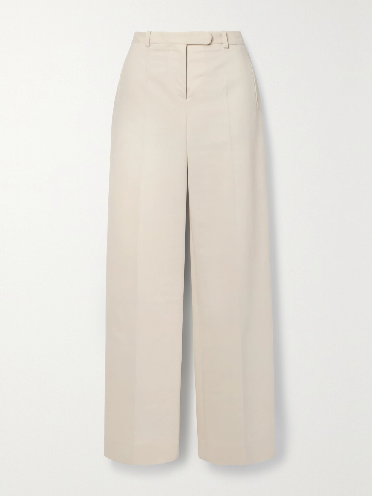 The Row Banew Pleated Cotton And Wool-blend Straight-leg Pants - Neutrals