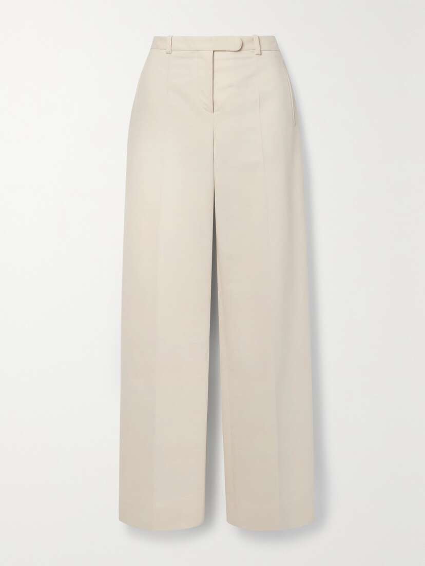 The Row Banew Pleated Cotton And Wool-blend Straight-leg Pants