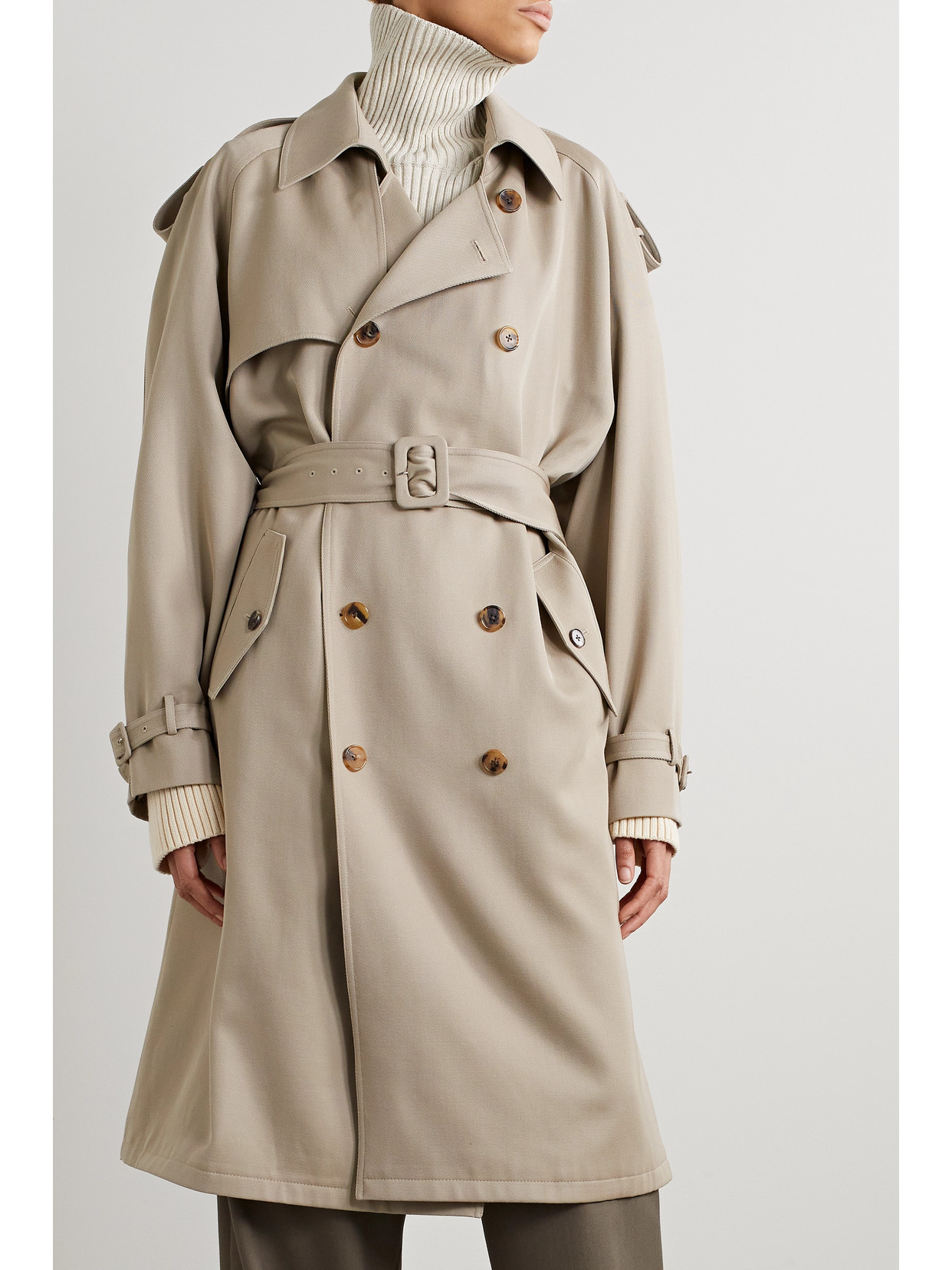 Shop The Row June Belted Cotton-gabardine Trench Coat In Brown