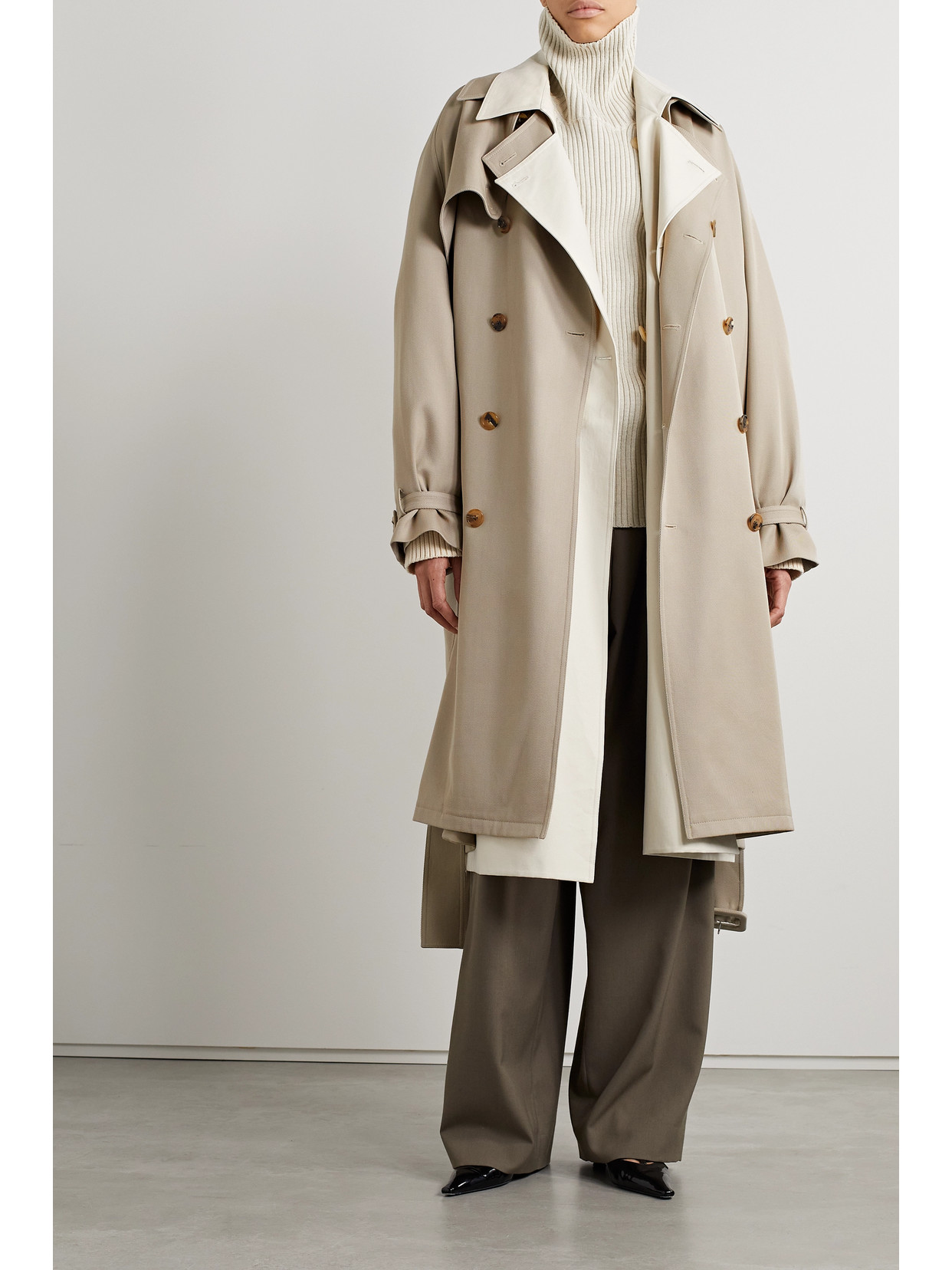 Shop The Row June Belted Cotton-gabardine Trench Coat In Brown