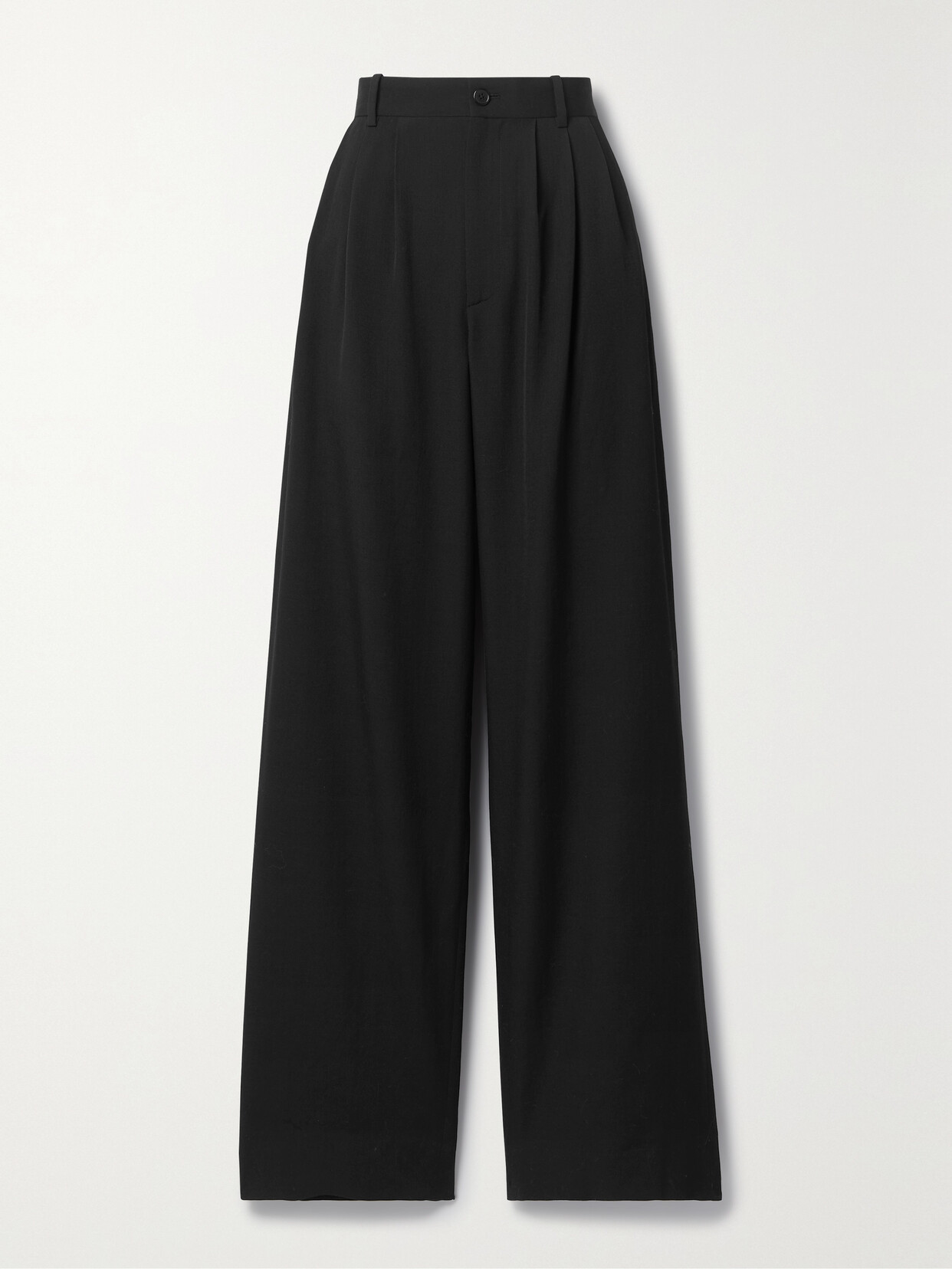The Row Rufos Pleated Wool And Mohair-blend Wide-leg Pants In Black