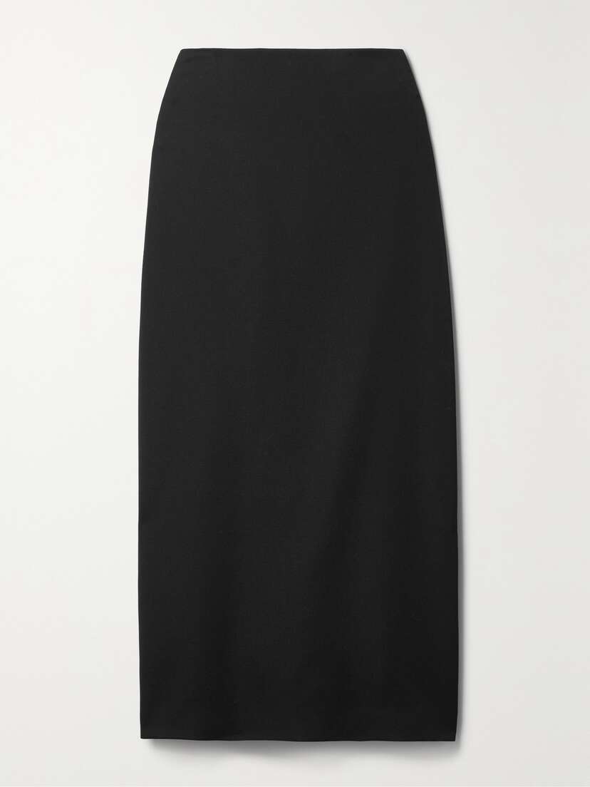 The Row Kassie Grain De Poudre Wool Midi Skirt