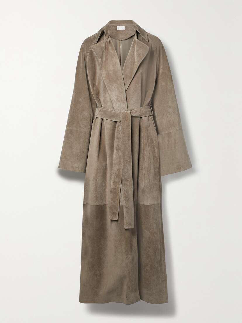 The Row Poseidone Oversized Belted Suede Coat