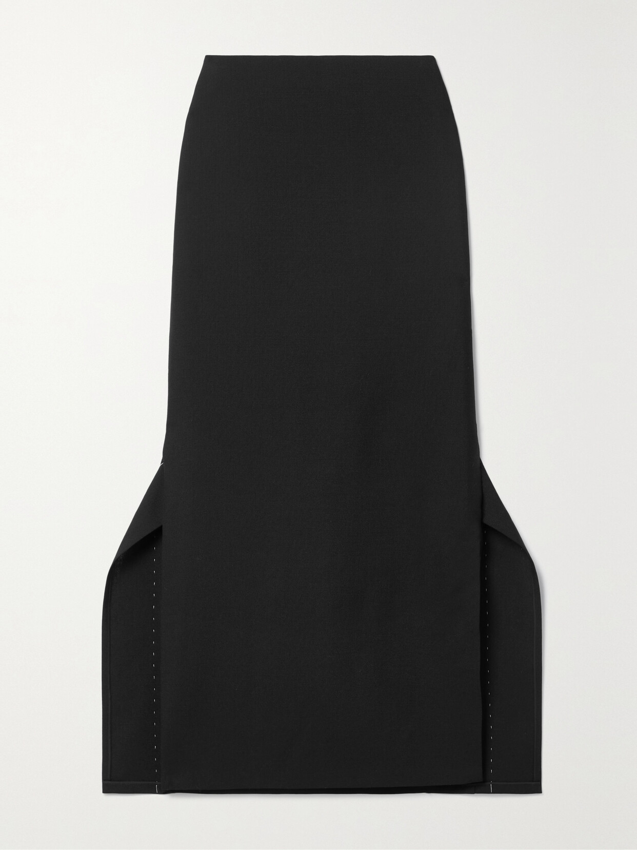 Shop The Row Patillon Topstitched Wool And Mohair-blend Midi Skirt In Black