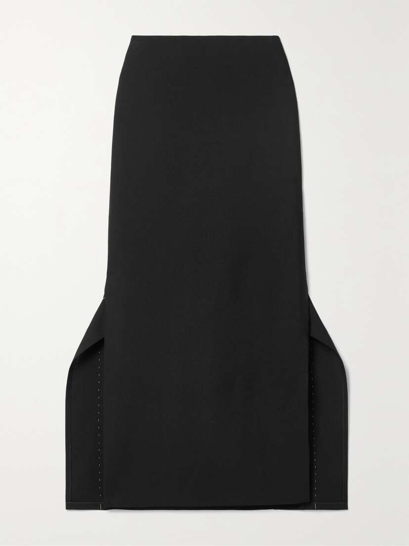 The Row Patillon Topstitched Wool And Mohair-blend Midi Skirt
