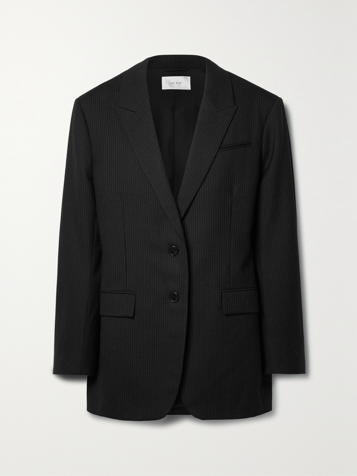 The Row Laudonia Pinstriped Wool Blazer In Black