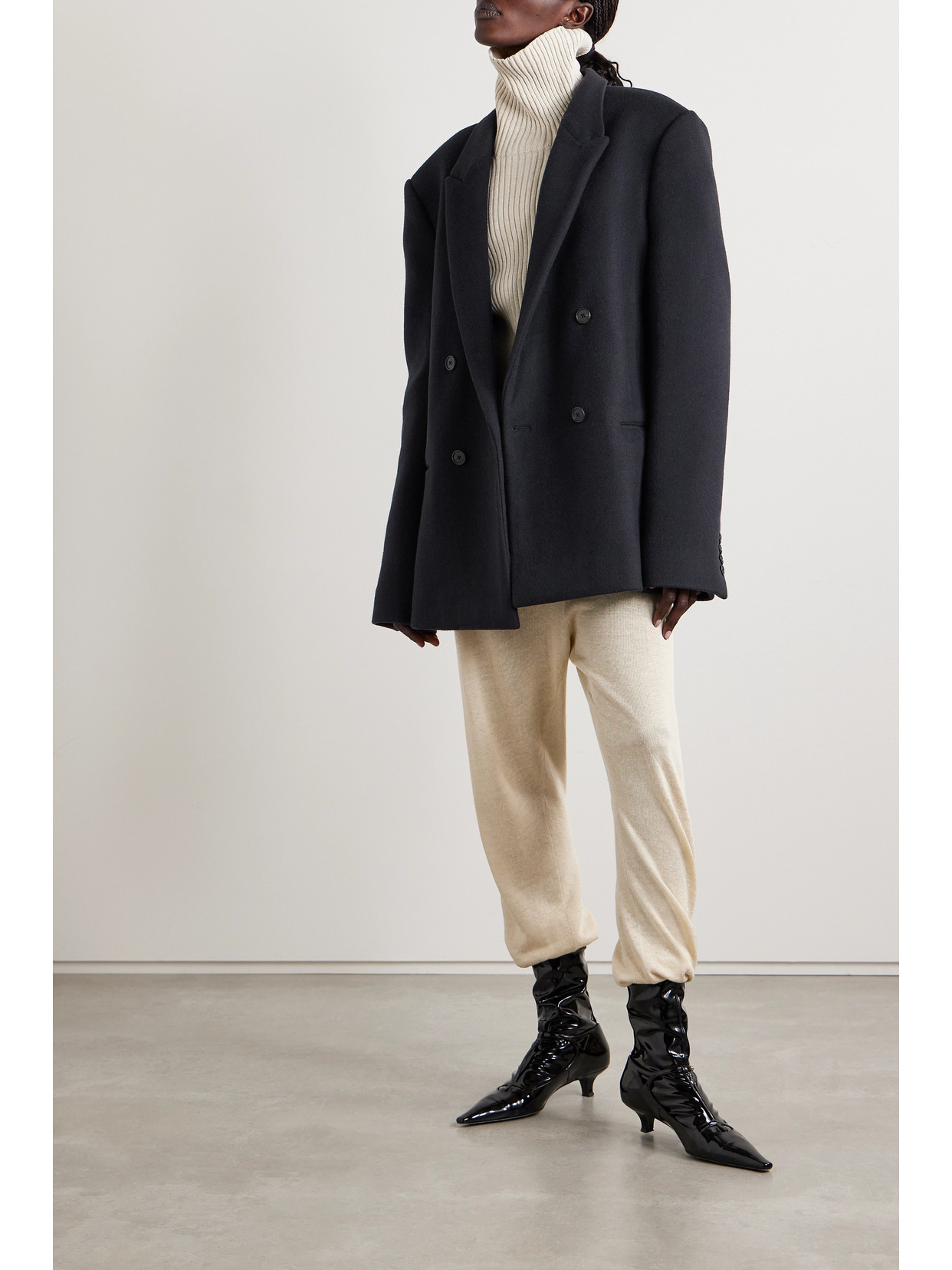 The Row Wilsonia Double-breasted Cashmere Blazer In Blue