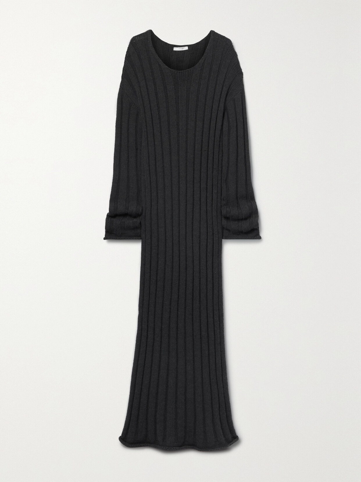 The Row Danielas Ribbed Wool-blend Maxi Dress In Gray