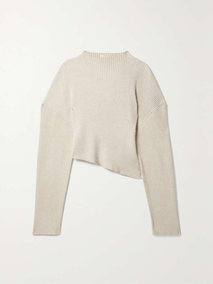 The Row Danana Asymmetric Ribbed Cotton Sweater