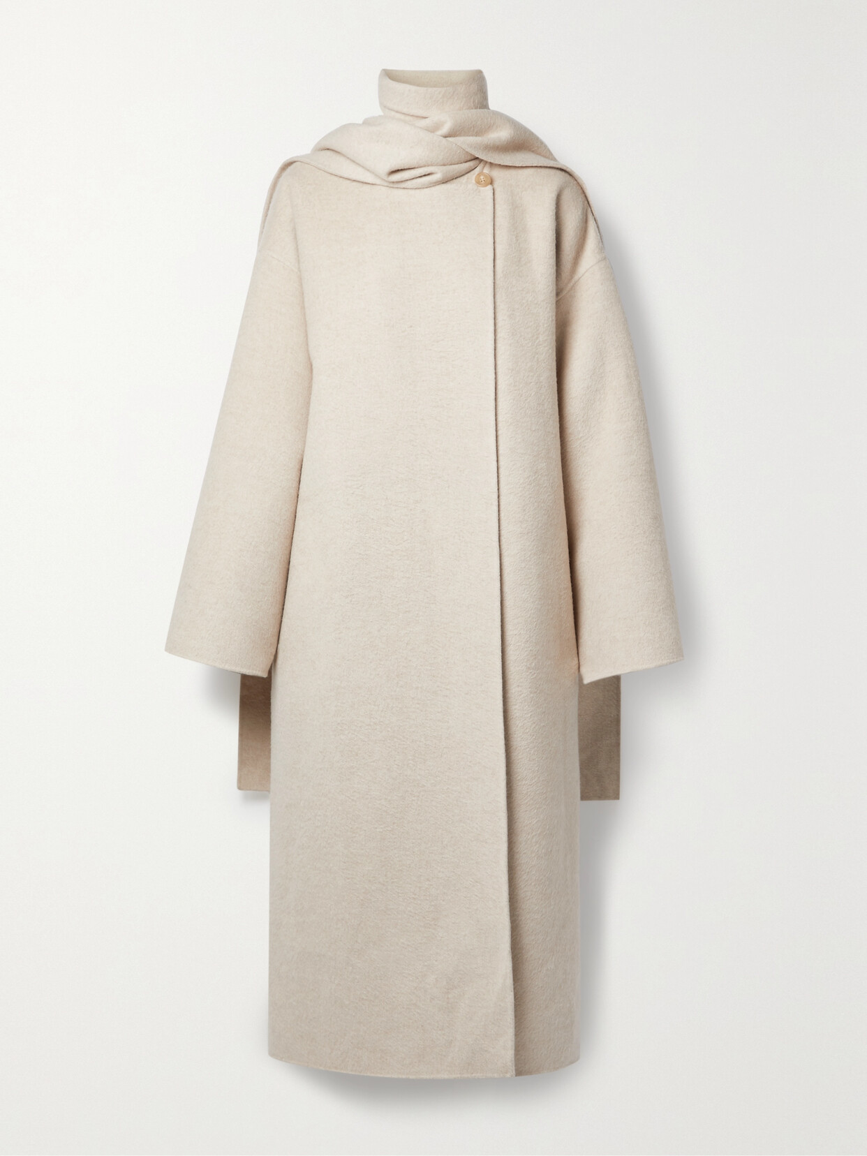 Shop The Row Notte Scarf-detailed Cashmere Coat In Ivory