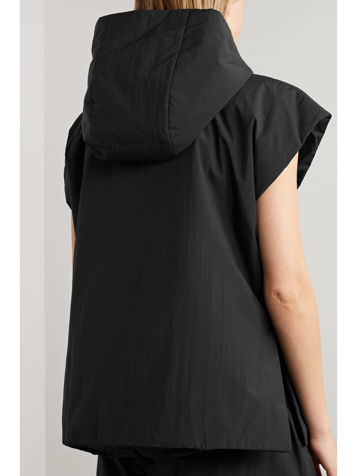 The Row Ledan Hooded Padded Shell Vest In Black