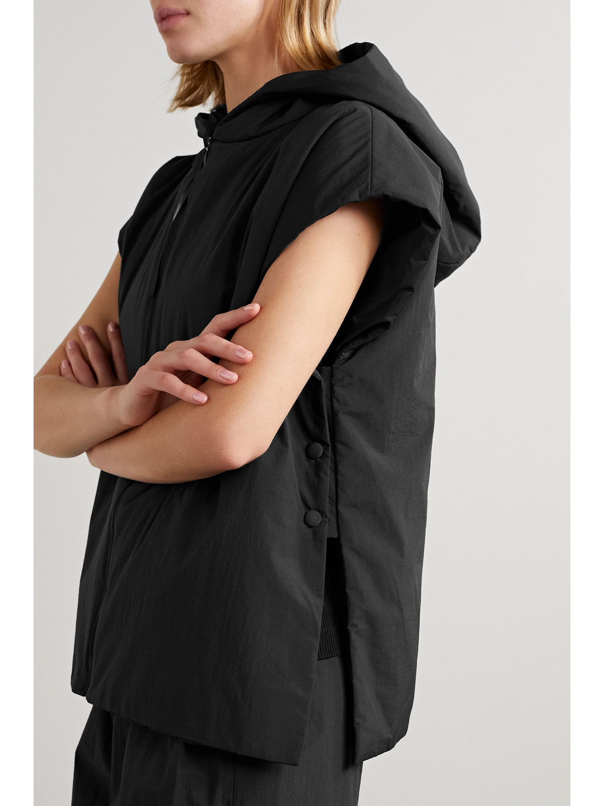 The Row Ledan Hooded Padded Shell Vest In Black