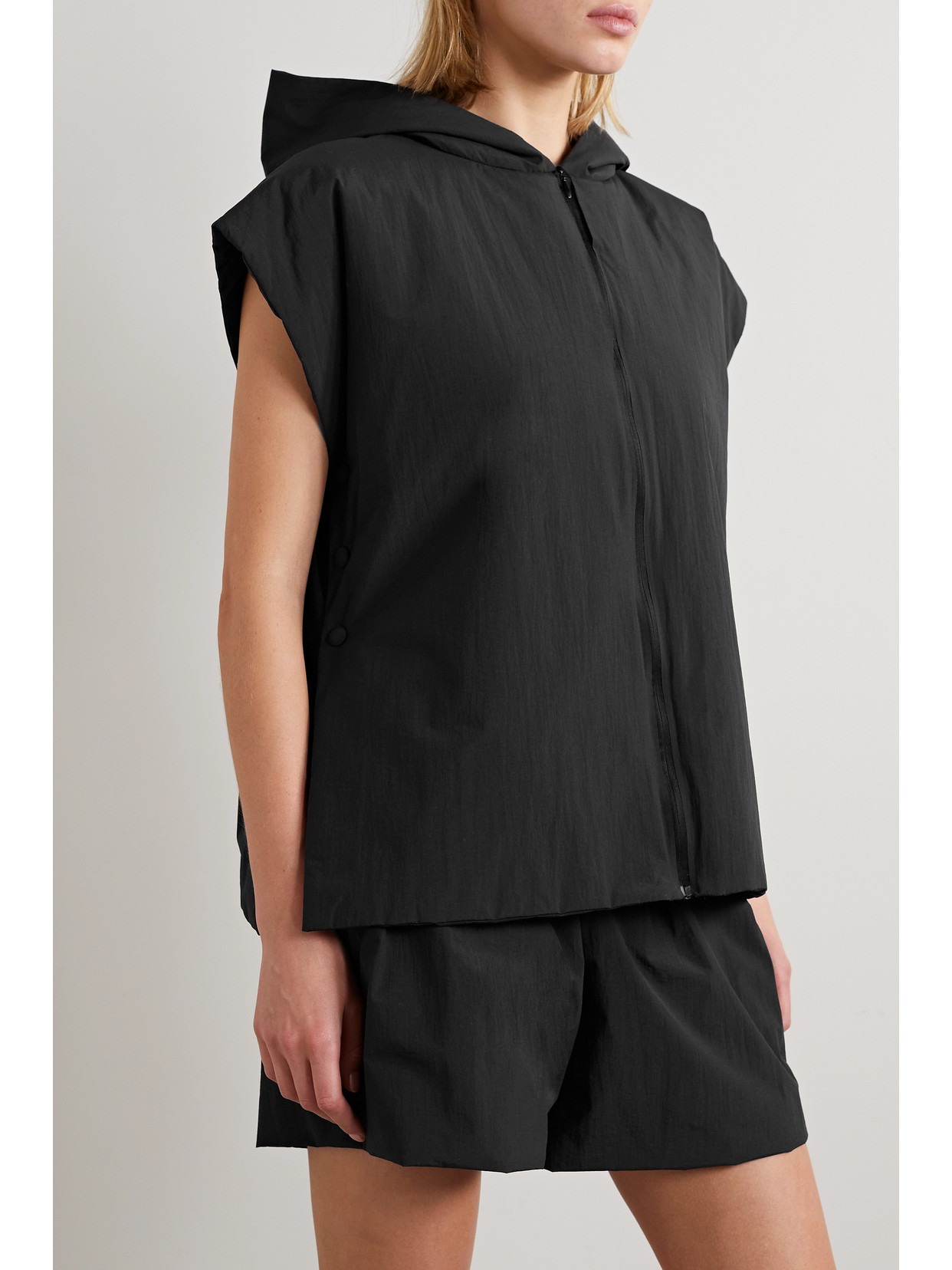 The Row Ledan Hooded Padded Shell Vest In Black