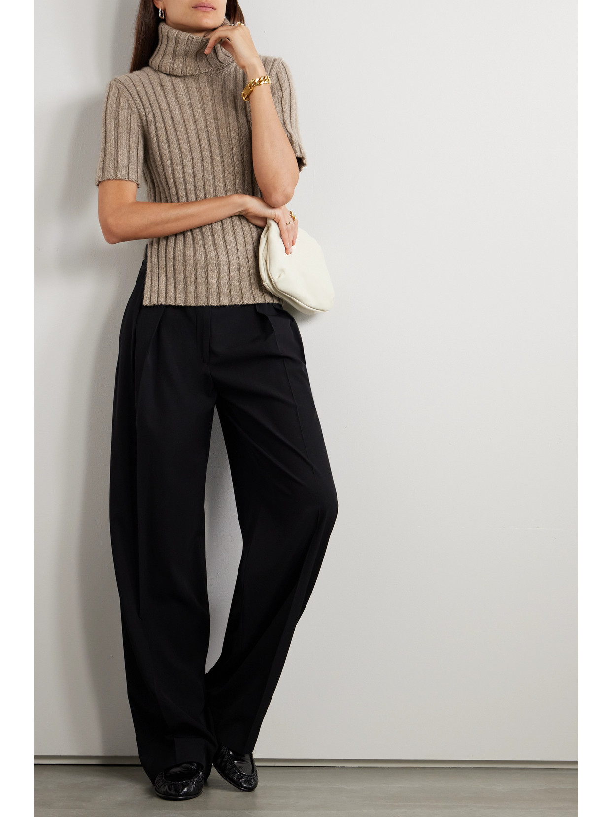 Shop The Row Depinal Ribbed Cashmere And Mohair-blend Turtleneck Sweater In Brown